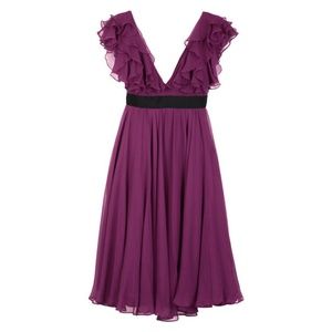 Marchesa Notte Baby Doll Dress in Plum